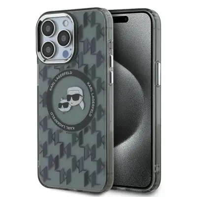 ETUI KARL LAGERFELD IML MONOGRAM KARL & CHOUPETTE HEAD MAGSAFE NA IPHONE 15 PRO MAX - CZARNE