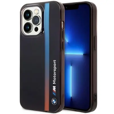 BMW IML TRICOLOR STRIPE CASE OVITEK ZA IPHONE 14 PRO MAX ČRN