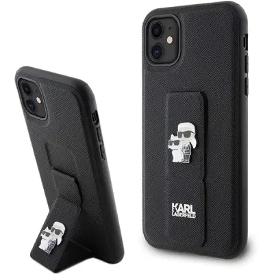 OVITEK KARL LAGERFELD GRIPSTAND SAFFIANO ZA IPHONE 11 XR ČRN