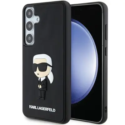 KARL LAGERFELD 3D GUMIJASTI OVITEK IKONIK ZA SAMSUNG GALAXY S24+ ČRN