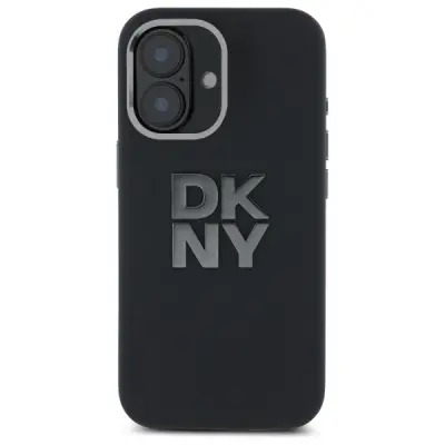DKNY TEKOČI KOVINSKI OVITEK LOGO CASE ZA IPHONE 16 ČRN