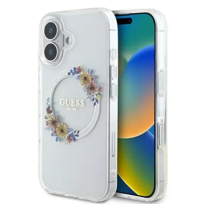 OVITEK GUESS IML FLOWERS VENČEK ZA MAGSAFE ZA IPHONE 16 PROZOREN
