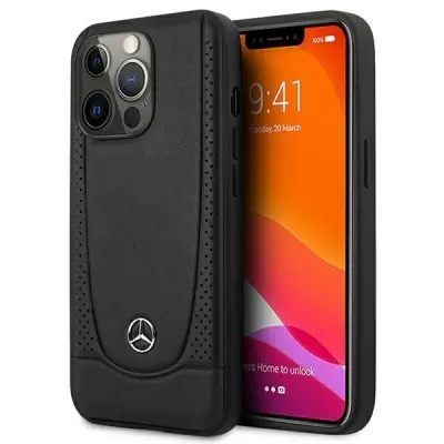MERCEDES USNJENI OVITEK URBAN CASE OVITEK ZA IPHONE 15 PRO MAX ČRN