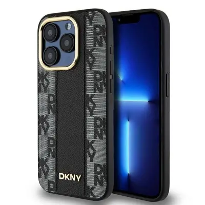 DKNY USNJENI OVITEK KARIRANO ZA MAGSAFE CASE OVITEK ZA IPHONE 15 PRO ČRN