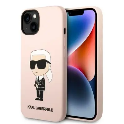 KARL LAGERFELD SILIKONSKA IKONIK ZA MAGSAFE OVITEK ZA IPHONE 14 PLUS ROZA
