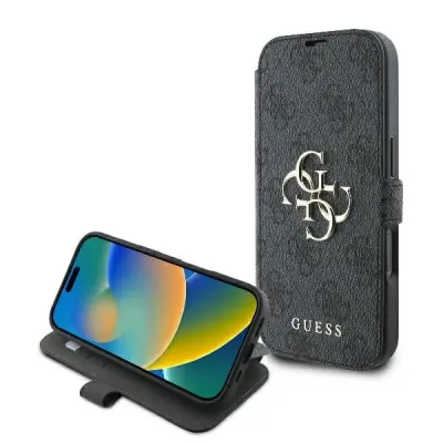 OVITEK GUESS 4G KOVINSKI LOGO ZA IPHONE 16 PRO ČRN