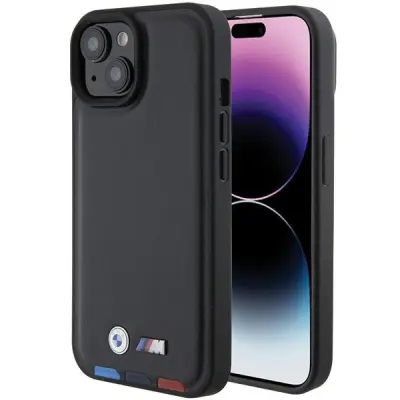 BMW USNJENI STAMP TRICOLOR CASE OVITEK ZA IPHONE 15 ČRN