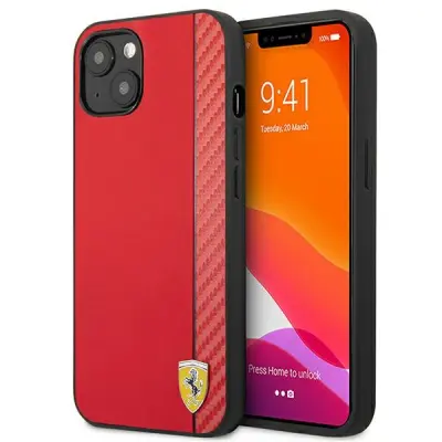 FERRARI FESAXHCP13SRE IPHONE 13 MINI 5,4 CZERWONY/RED HARDCASE ON TRACK CARBON STRIPE