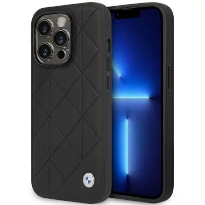 USNJEN PREŠIT OVITEK BMW ZA IPHONE 14 PRO ČRN OVITEK
