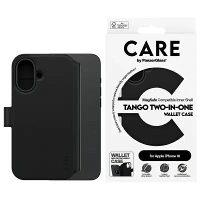 CARE BY PANZERGLASS OVITEK DENARNICA 2V1 ZA MAGSAFE ZA IPHONE 16 ČRNA