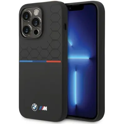 BMW SILIKONSKI OVITEK Z VZORCEM ZA IPHONE 15 PRO ČRN