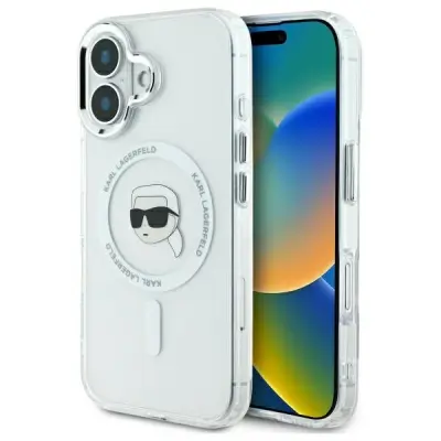 KARL LAGERFELD IML KOVINSKA OVITEK KARL HEAD ZA MAGSAFE ZA IPHONE 16 BELA