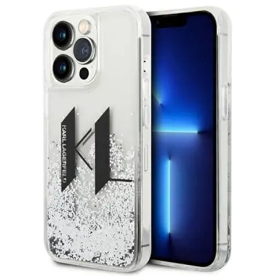 OVITEK KARL LAGERFELD LIQUID GLITER CASE ZA IPHONE 14 PRO SREBRN