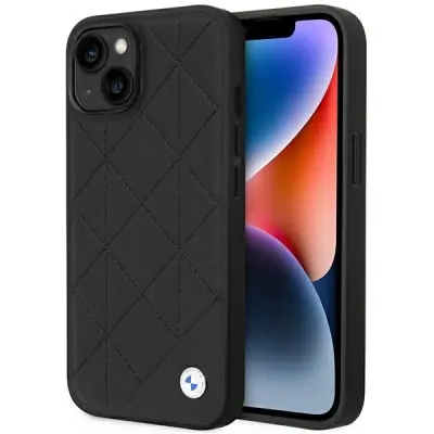 USNJEN PREŠIT OVITEK BMW ZA IPHONE 14 ČRN OVITEK OVITEK ZA TELEFON