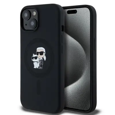 SILIKONSKI OVITEK KARL LAGERFELD MAGSAFE ZA IPHONE 15 14 13 ČRN