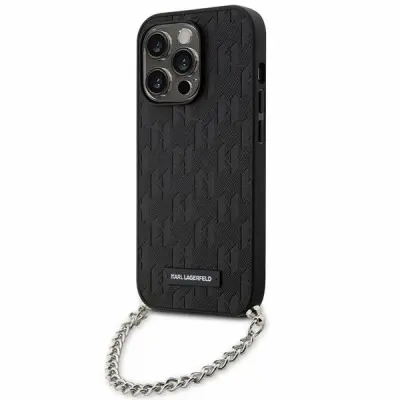 KARL LAGERFELD SAFFIANO MONOGRAM OVITEK VERIŽICA ZA IPHONE 14 PRO ČRNA