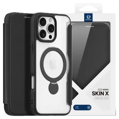 OVITEK DUX DUCIS SKIN X PRO ZA IPHONE 16 PRO MAX Z MAGSAFE PREKLOPOM ČRN