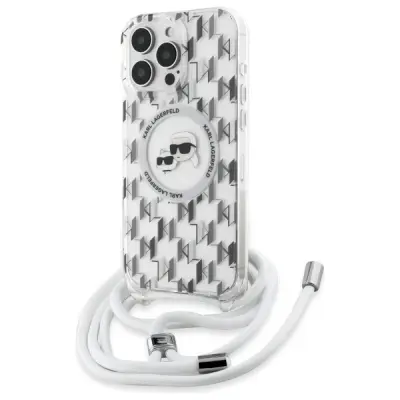 ETUI KARL LAGERFELD IML CROSSBODY MONOGRAM KARL & CHOUPETTE HEAD MAGSAFE NA IPHONE 16 PRO - PRZEZROCZYSTE