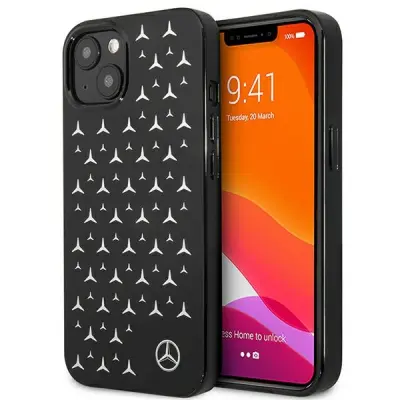 MERCEDES MEHCP13SESPBK IPHONE 13 MINI 5,4 CZARNY/BLACK HARDCASE SILVER STARS PATTERN