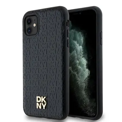 DKNY USNJEN OVITEK MONOGRAM ZA MAGSAFE ZA IPHONE 11 / XR ČRN