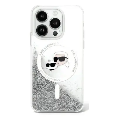 ETUI KARL LAGERFELD LIQUID GLITTER KARL & CHOUPETTE HEAD MAGSAFE NA IPHONE 16 PLUS - PRZEZROCZYSTE