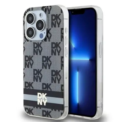 DKNY OVITEK V KARIRANEM MONO VZORCU MAGSAFE ZA IPHONE 13 PRO 13 ČRN