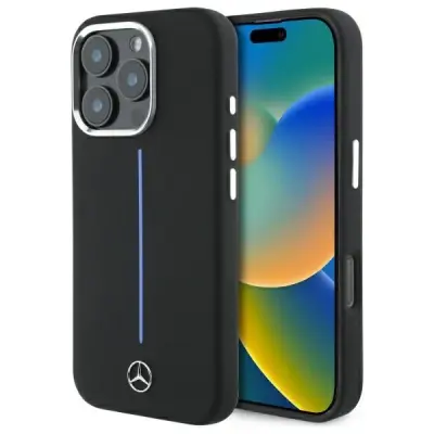 MERCEDES OVITEK SILIKONSKI MODER ČRT ZA MAGSAFE OVITEK ZA IPHONE 16 PRO ČRN
