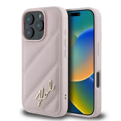PREŠIT OVITEK SIGNATURE KARL LAGERFELD ZA IPHONE 16 PRO ROZA