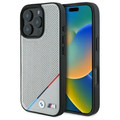 BMW M PERFORIRANI OVITEK TRICOLOR LINE ZA MAGSAFE ZA IPHONE 16 PRO MAX SIVA