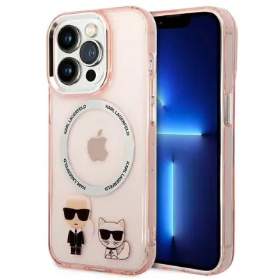ETUI KARL LAGERFELD KARL&CHOUPETTE ALUMINIUM MAGSAFE NA IPHONE 14 PRO MAX - RÓŻOWE