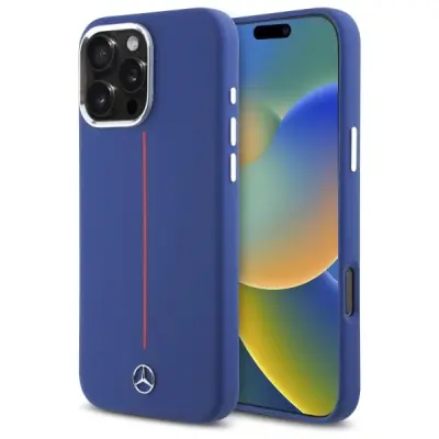 MERCEDES SILIKONSKI OVITEK RDEČE ČRTE ZA MAGSAFE ZA IPHONE 16 PRO MAX - MORNO MODER
