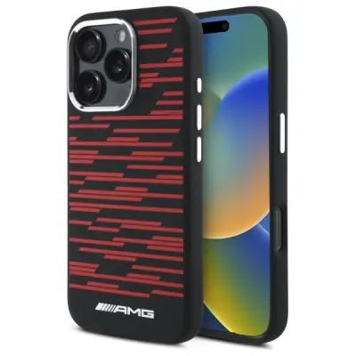 AMG SILIKONSKI GRAFIČNI OVITEK ZA MAGSAFE ZA IPHONE 16 PRO MAX ČRN