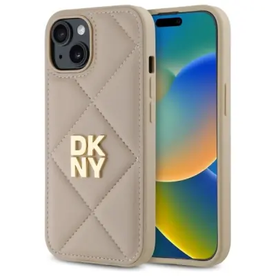ETUI DKNY PREŠIT STACK LOGO ZA IPHONE 15 ETUI BEŽ