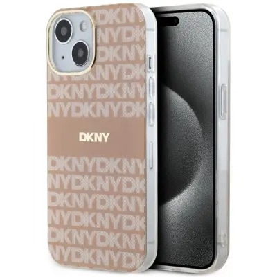 ETUI DKNY IML MONO & STRIPE MAGSAFE NA IPHONE 15 / 14 / 13 - RÓŻOWE