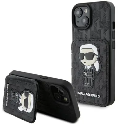 KARL LAGERFELD SAFFIANO OVITEK OVITEK ZA IPHONE 15 ČRN