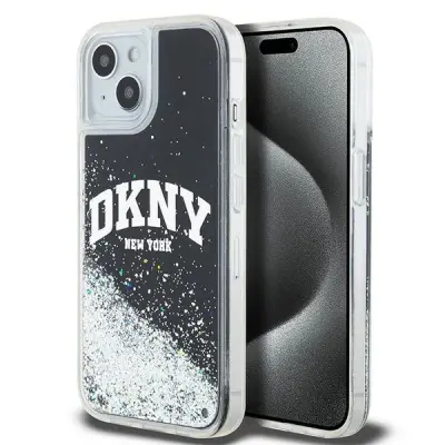 OVITEK DKNY LIQUID GLITTER BIG LOGO CASE OVITEK ZA IPHONE 15 14 13 ČRN