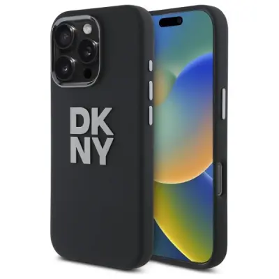 OVITEK DKNY TEKOČI SILIKONSKI OVITEK ZA IPHONE 16 PRO MAX ČRN