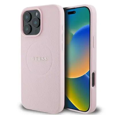 GUESS OVITEK ZA MAGSAFE GRINNED GOLD RING CASE ZA IPHONE 15 PRO MAX ROZA