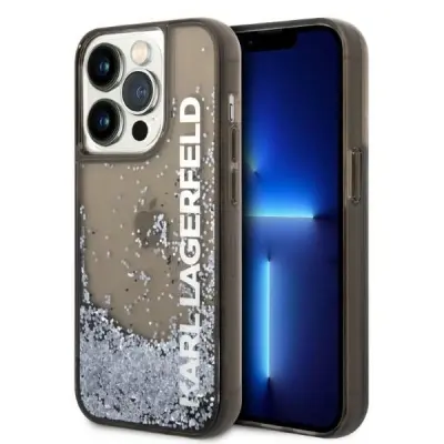 OVITEK KARL LAGERFELD LIQUID GLITTER ELONG ZA IPHONE 14 PRO ČRN
