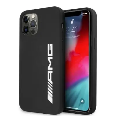 AMG SILIKONSKI OVITEK ZA IPHONE 12 PRO MAX ČRN VELIK LOGO