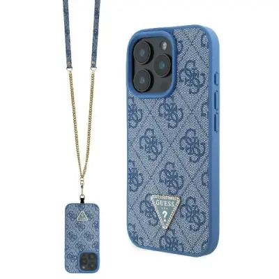 GUESS USNJEN KOVINSKI LOGO STRASS OVITEK CROSSBODY ZA IPHONE 16 PRO MODER