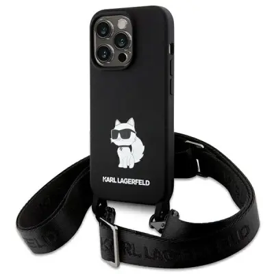 ETUI KARL LAGERFELD CROSSBODY SILICONE CHOUPETTE DO IPHONE 15 PRO MAX - CZARNE