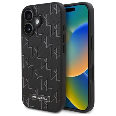OVITEK KARL LAGERFELD HOT STAMP ZA MAGSAFE ZA IPHONE 16 ČRN OVITEK