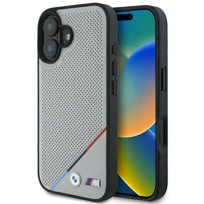 BMW M PERFORIRANI OVITEK TRICOLOR LINE ZA MAGSAFE ZA IPHONE 16 SIVA