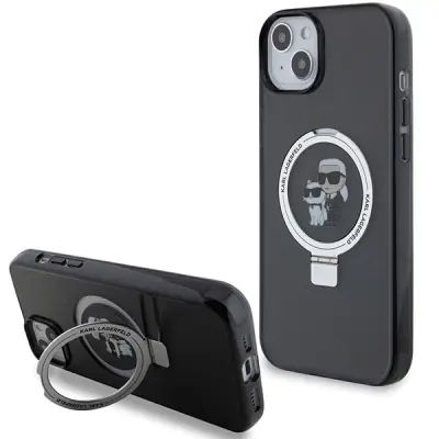 ETUI KARL LAGERFELD RING STAND KARL&CHOUPETTTE MAGSAFE NA IPHONE 14 / 15 / 13 - CZARNE
