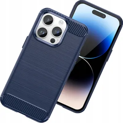 CARBON CASE ETUI OBUDOWA POKROWIEC FUTERAŁ DO IPHONE 14 PRO NIEBIESKI