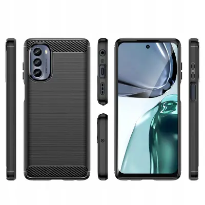 CARBON CASE ETUI OBUDOWA POKROWIEC FUTERAŁ DO MOTOROLA MOTO G62 5G CZARNE