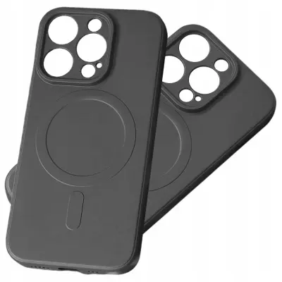SILIKONSKI OVITEK OVITEK OVITEK ZA MAGSAFE ZA IPHONE 15 PRO MAX ČRN