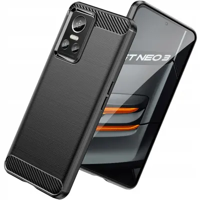 CARBON CASE ETUI OBUDOWA POKROWIEC FUTERAŁ PLECKI DO REALME GT NEO 3 CZARNE