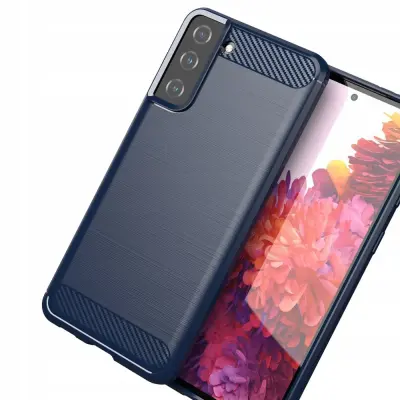 CARBON CASE ETUI OBUDOWA POKROWIEC FUTERAŁ DO SAMSUNG GALAXY S21+ NIEBIESKI